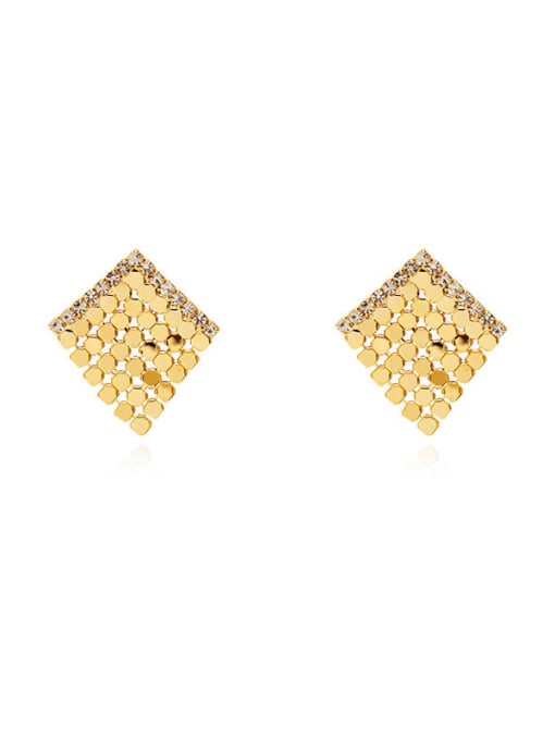 HYACINTH Copper Rhinestone Metal sequined Geometric Minimalist Stud Trend Korean Fashion Earring 0