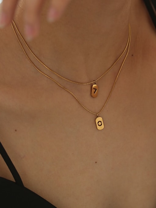 ACCA Titanium Steel Number Minimalist Pendant Necklace 1