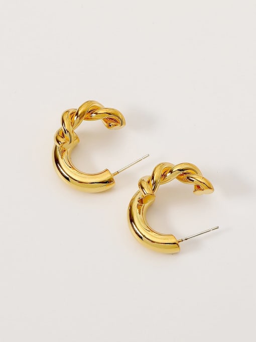 HYACINTH Brass Geometric Vintage Hoop Trend Korean Fashion Earring 3