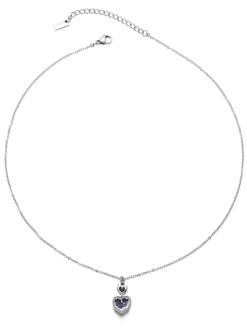 Love Zircon Pendant Brass Cubic Zirconia Heart Trend Necklace