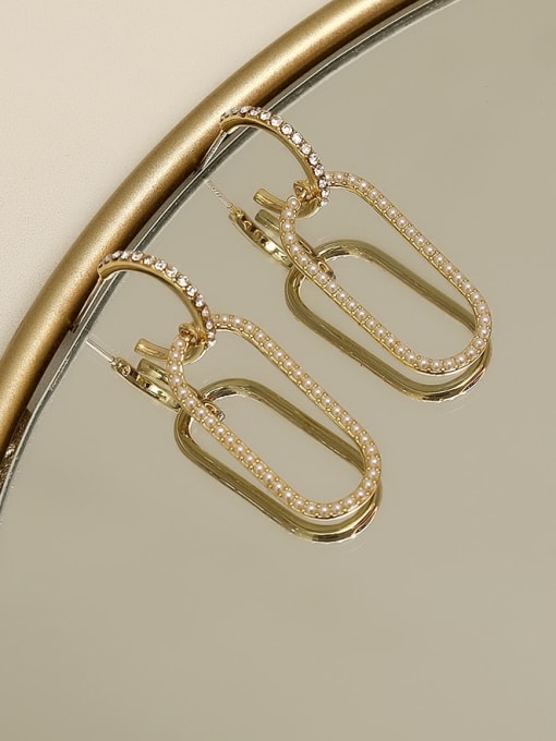 HYACINTH Copper Imitation Pearl Geometric Vintage Drop Trend Korean Fashion Earring 2