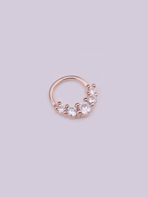 4#Rose Gold Brass with Cubic Zirconia White Round Minimalist Stud Earring