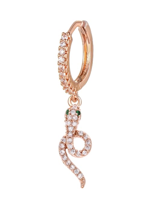 745 rose gold Brass Cubic Zirconia Snake Vintage Single Earring(Single -Only One)