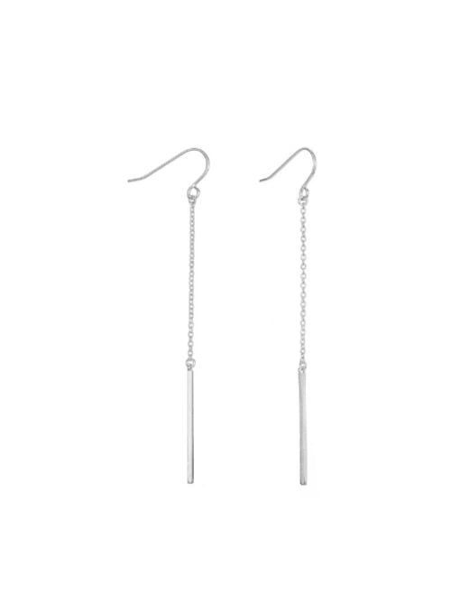 Steel color Stainless steel Tassel Minimalist Hook Earring