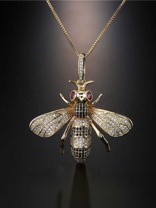 AOG Brass Cubic Zirconia Bee Vintage Necklace 1