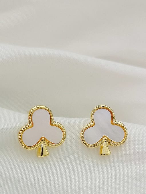 14k Gold Copper Shell Heart Statement Stud Trend Korean Fashion Earring