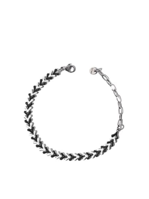Black and white oil dripping Bracelet Titanium Steel Enamel Irregular Vintage Necklace