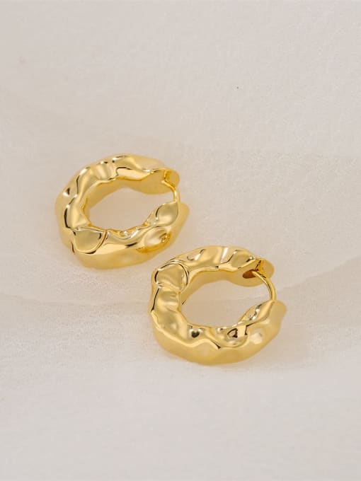 AOG Brass Hollow Geometric Minimalist Huggie Earring 2