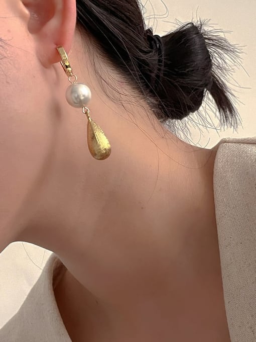 ZRUI Brass Imitation Pearl Water Drop Trend Drop Earring 1