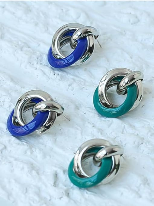 Five Color Zinc Alloy Enamel Geometric Vintage Stud Earring 2