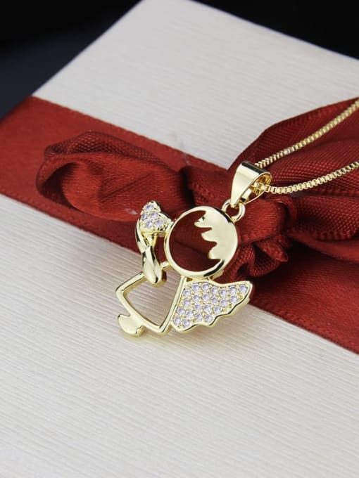renchi Brass Cubic Zirconia Angel Cute Necklace 1