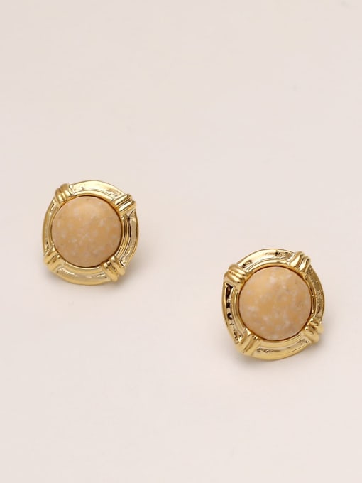 14K gold wheat Brass Enamel Geometric Vintage Stud Trend Korean Fashion Earring