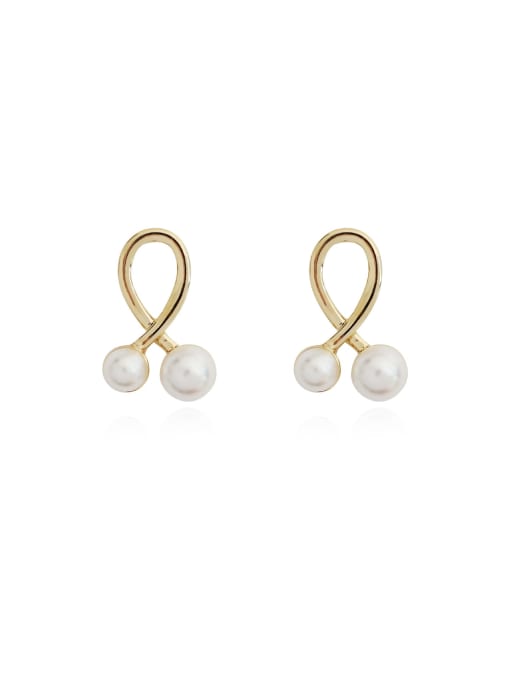 HYACINTH Copper cross imaging pearl geometric minimalist study Trend Korean Fashion Earring 0