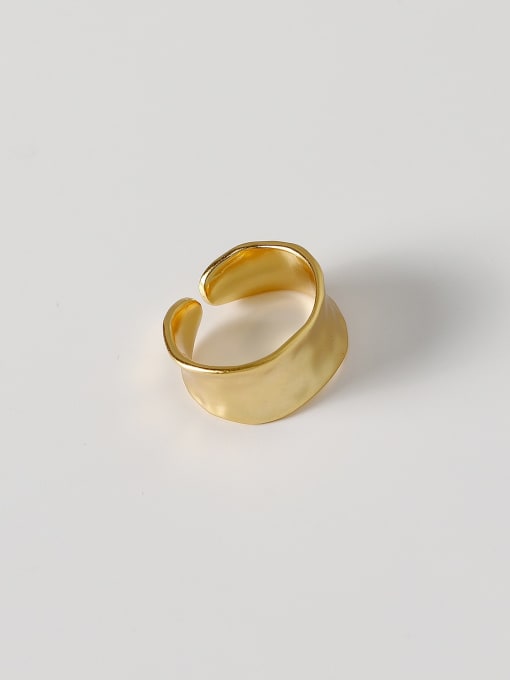 Nostalgic gold Brass Smooth Geometric Vintage Band Fashion Ring