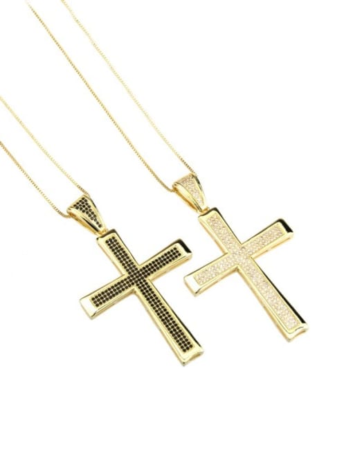 renchi Brass Rhinestone Cross Dainty Necklace 0