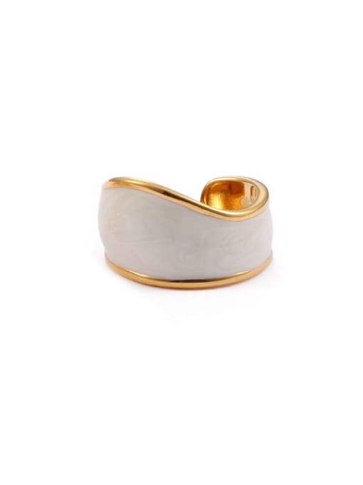 Wide face ring (US 6, non adjustable) Brass Enamel Geometric Minimalist Band Ring