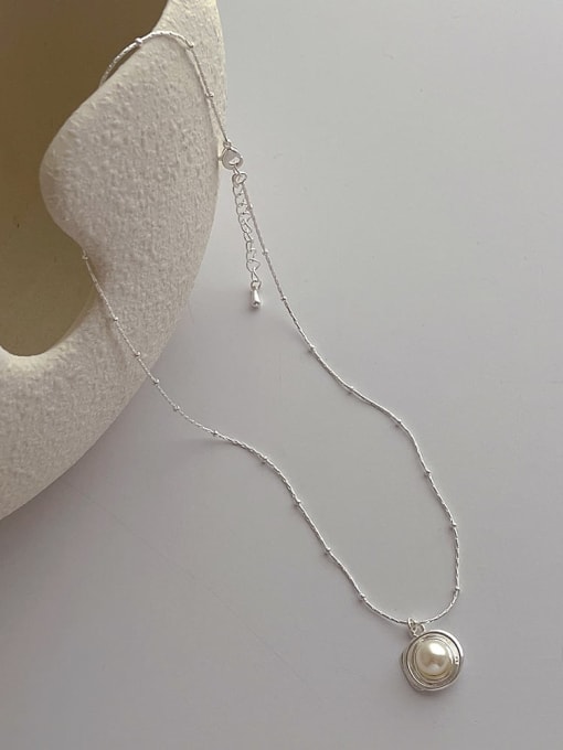 ZRUI Alloy Imitation Pearl Geometric Minimalist Necklace 2