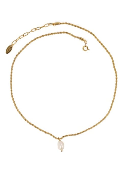 Thread chain Brass Freshwater Pearl Irregular Minimalist Necklace