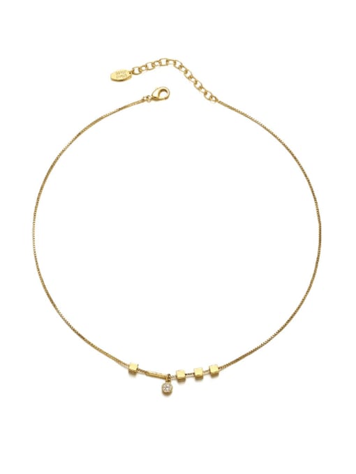 golden Brass Cubic Zirconia Geometric Hip Hop Necklace