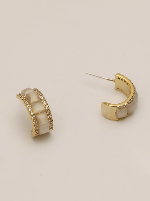 HYACINTH Brass Shell Round Minimalist Stud Trend Korean Fashion Earring 3