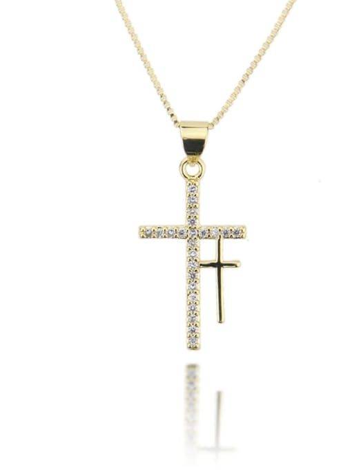 renchi Brass Cubic Zirconia Cross Dainty Regligious Necklace