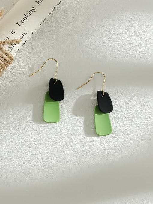 Avocado Green Copper Enamel Geometric Minimalist Hook Trend Korean Fashion Earring