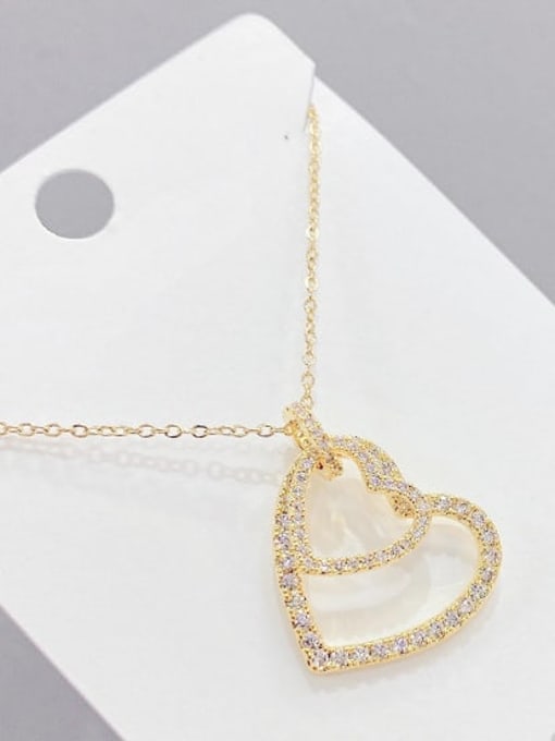 Gold X642 Brass Cubic Zirconia Heart Dainty Necklace