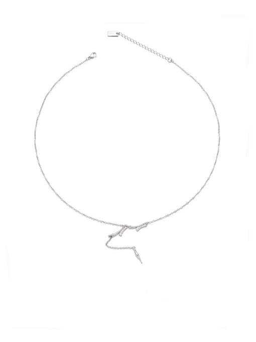 Platinum Brass Tassel Minimalist Lariat Necklace