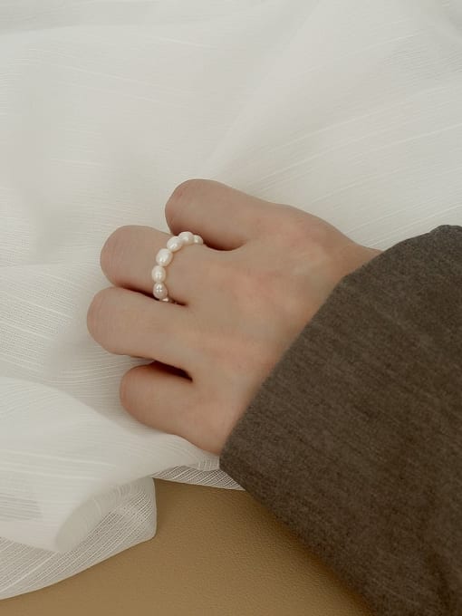 HYACINTH Freshwater Pearl White Artisan Bead Fashion Ring 1