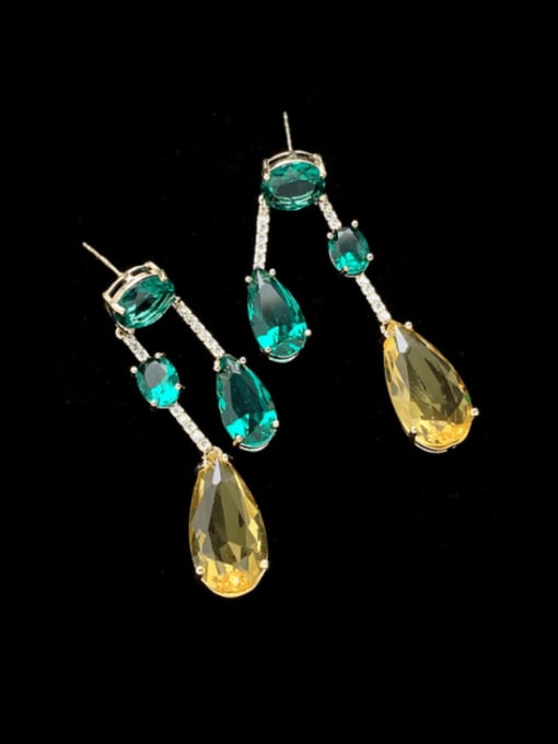 SUUTO Brass Cubic Zirconia Water Drop Vintage Drop Earring 1