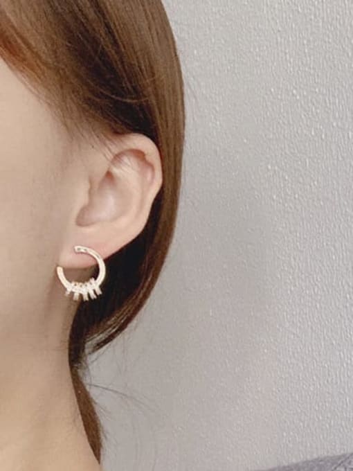 HYACINTH Copper Cubic Zirconia Geometric Cute Huggie Trend Korean Fashion Earring 1