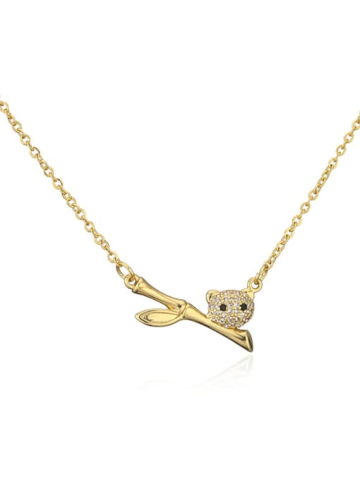AOG Brass Cubic Zirconia Vintage Bear  Pendnat Necklace