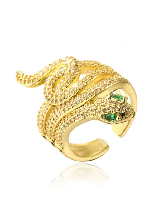 AOG Brass Cubic Zirconia Snake Vintage Band Ring 0