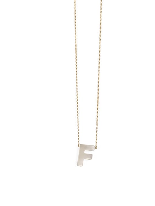 F Brass Acrylic Letter Minimalist Pendant Necklace