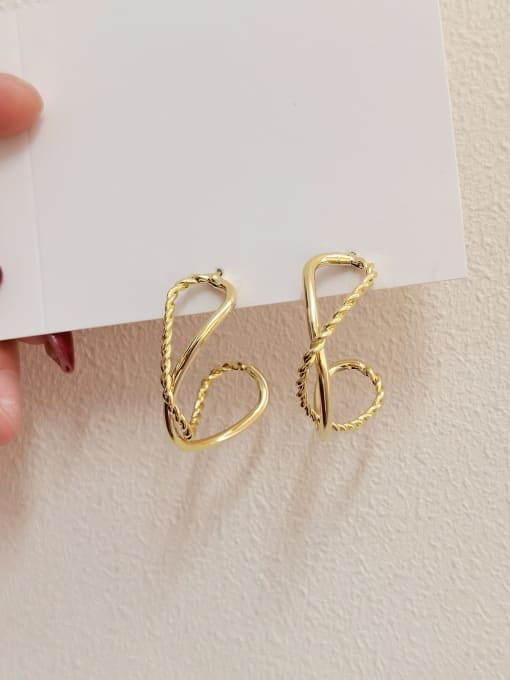 14k Gold Brass Geometric Ethnic Stud Earring