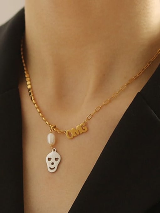 ACCA Brass Skull Vintage chain round Necklace 1