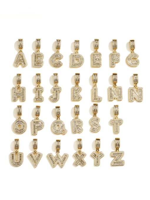 AOG Brass Cubic Zirconia  Vintage Letter Pendant Necklace 3