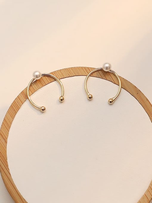 HYACINTH Copper Imitation Pearl Round Minimalist Hoop Trend Korean Fashion Earring 3