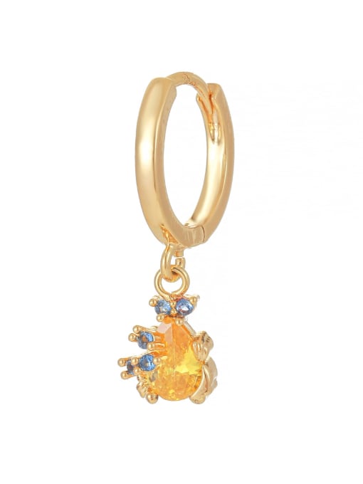 EK00223 Gold Brass Cubic Zirconia Animal Cute Single Earring( Single-Only One)