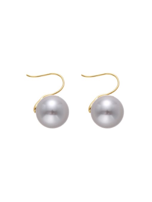 12mm pearl gold earrings Brass Imitation Pearl Geometric Minimalist Hook Earring
