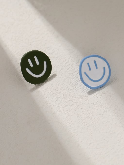 HYACINTH Brass Enamel Smiley Minimalist Stud Earring 0