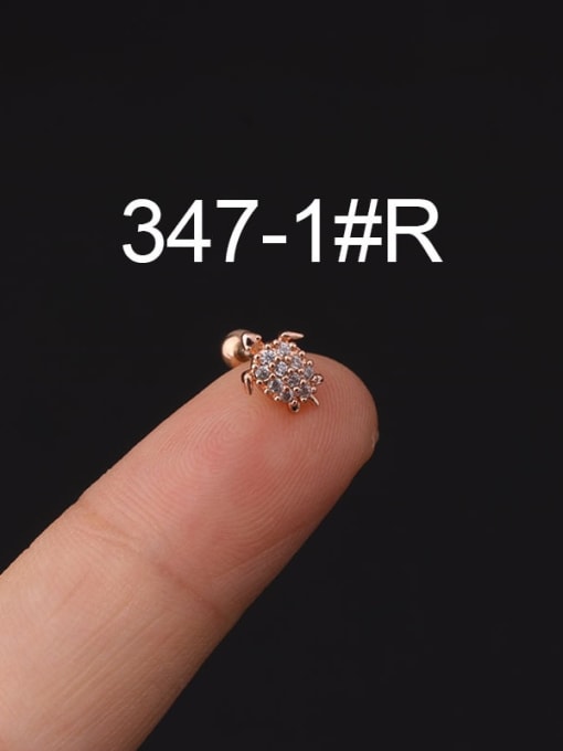 1 # Rose Gold Titanium Steel Cubic Zirconia Ball Hip Hop Stud Earring(Single Only One)
