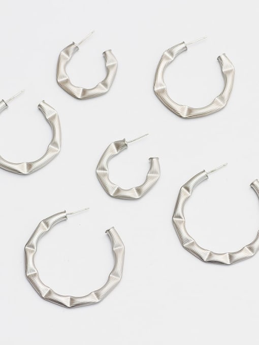 Dumb white K small Copper  C-shape minimalist hoop Trend Korean Fashion Earring