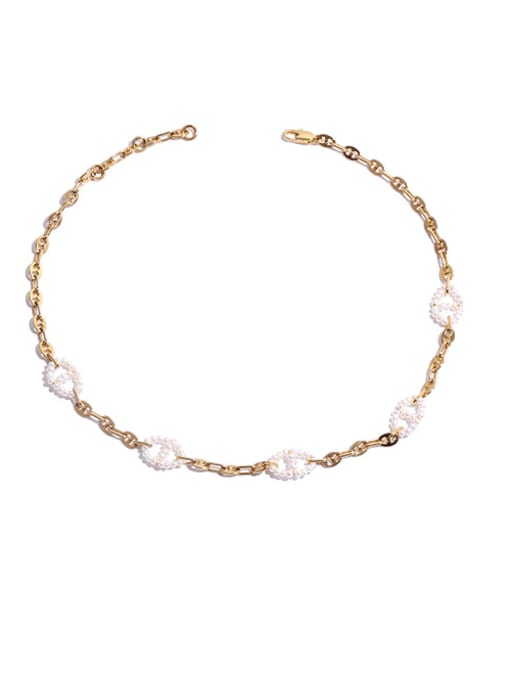 Necklace Brass Imitation Pearl Geometric Vintage Necklace