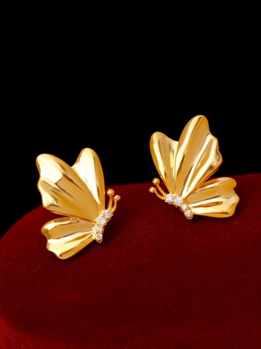 18K gold Brass Butterfly Trend Stud Earring