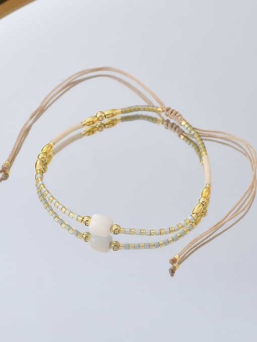Gold SL89363 Brass Geometric Dainty Handmade Beaded Bracelet