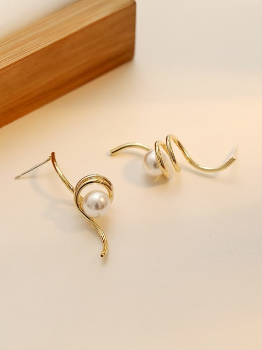HYACINTH Copper Imitation Pearl Geometric Minimalist Drop Trend Korean Fashion Earring 2