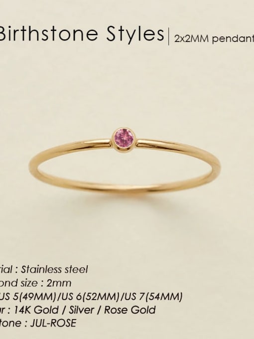 July Rose Gold Stainless steel Birthstone Geometric Minimalist Band Ring