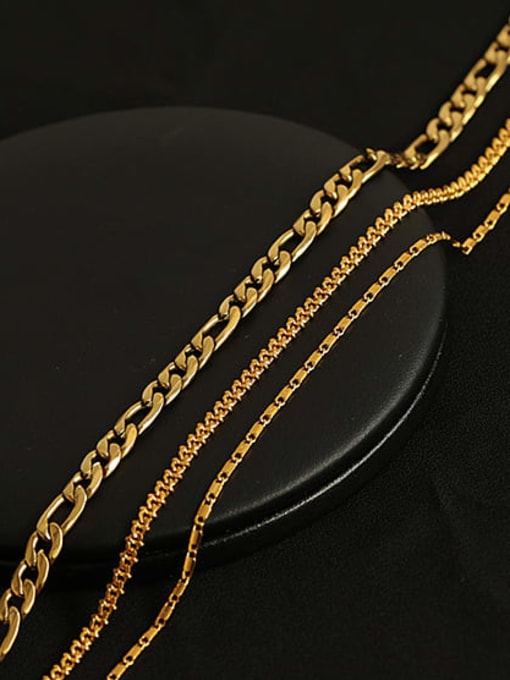 ACCA Brass Geometric Hip Hop Hollow Chain Multi Strand Necklace 4