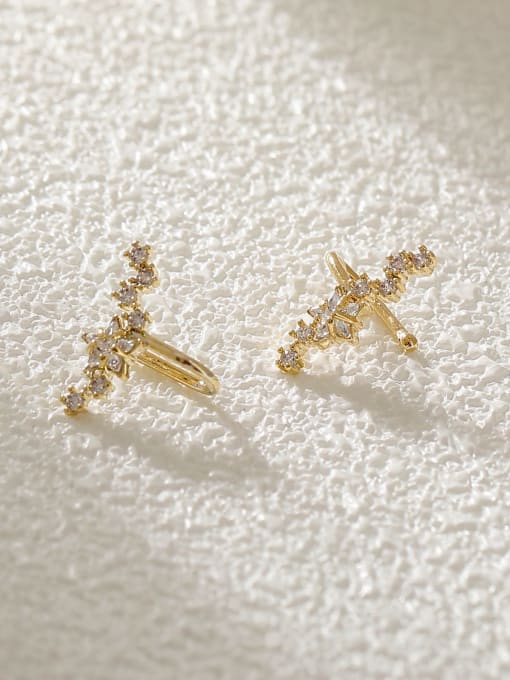 HYACINTH Brass Cubic Zirconia Star Cute Clip Earring 2